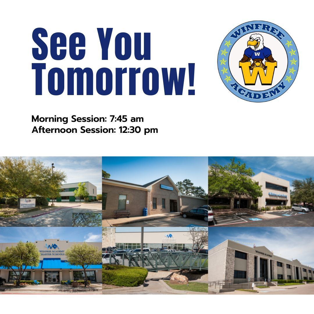 winfreeacademy's tweet photo. This is it...school starts tomorrow.  See you at school, on-time, ready to begin the new year!!! https://t.co/dW1s09D73T