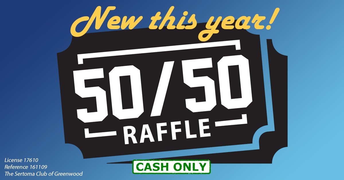 New for 2024 -- 50/50 RAFFLE!
We'll have sellers walking around this year with 50/50 raffle tickets. You can also get them at the Sertoma Club of Greenwood tent. Cash only.
Winner will be drawn before <a href="/BoyBandReview/">Boy Band Review</a> hits the east stage at 7 PM. #WAMMfest24