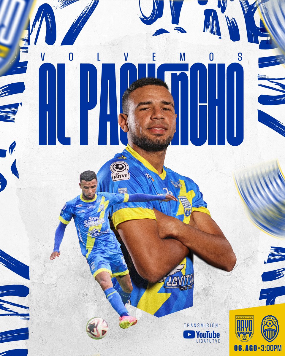 DvoRayoZuliano's tweet photo. 𝗛𝗢𝗬 𝗝𝗨𝗚𝗔𝗠𝗢𝗦 𝗘𝗡 𝗖𝗔𝗦𝗔- ¡𝗗𝗮𝗹𝗲 𝗥𝗮𝘆𝗼! ⚡️
🏆 J3• Clausura @LigaFUTVE
🆚 @DvoTachira
⌚️ 3:00 𝑃.𝑀.
🏟️ “Pachencho” R.; Maracaibo
🎟️ ����𝙖𝙦𝙪𝙞𝙡𝙡𝙖𝙨 | 𝗿𝗮𝘆𝗼𝘇𝘂𝗹𝗶𝗮𝗻𝗼.𝗰𝗼𝗺
▶️ Canal YouTube: 𝗟𝗶𝗴𝗮 𝗙𝗨𝗧𝗩𝗘
#DaleRayo 🔵🟡
#VenezuelaEsFUTVE https://t.co/vBvhzzbsgK