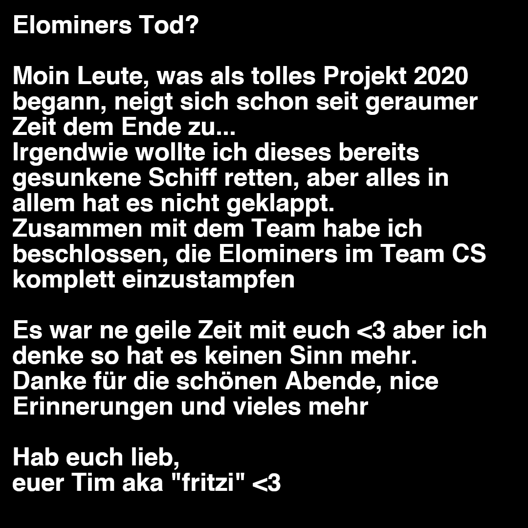 elominers's tweet photo. Bis dann <3  Es war ne verdammt geile Zeit!  Danke an alle<3 Auch ein Dank an unseren Sponsor https://t.co/k2SiMwMAO7 <3
@D0SBy_CS, @JustusMothes @Basick2571 @BurgerkingOf @Kn1lS_EMG @Matthias_ul @Tigerhummel1 und alle anderen Chaoten da draußen! https://t.co/okn7Sxl0Fx