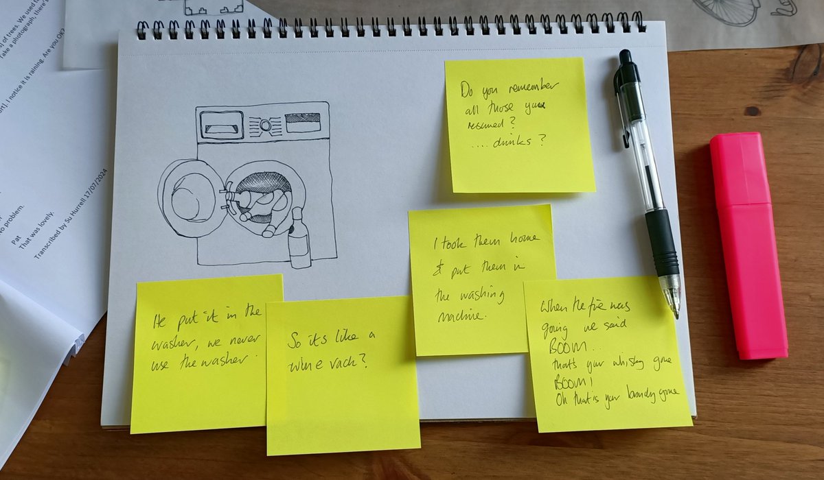 "When the fire was going, we said
BOOM! that's your whiskey gone.
BOOM! That's your brandy gone."

Reminiscence from the day of the fire. HLF memory mapping project at <a href="/BetleyGardens/">Betley Court Gardens</a>.