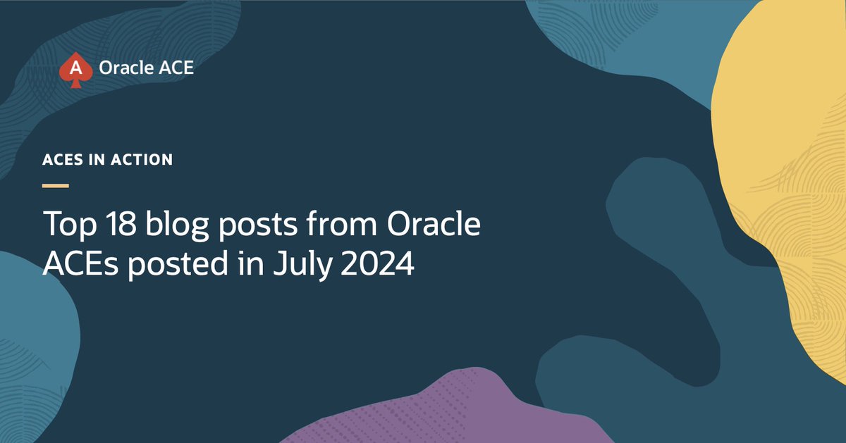 oracleace's tweet photo. Throughout July, Oracle ACEs from all around the world shared tips and tricks, insights, and knowledge in over 300 blog posts. ♠️ 

Grab a ☕ and check out some of them 👉 
https://t.co/qpmSPhOrY8
#OracleACE https://t.co/ByH8Y4s25u