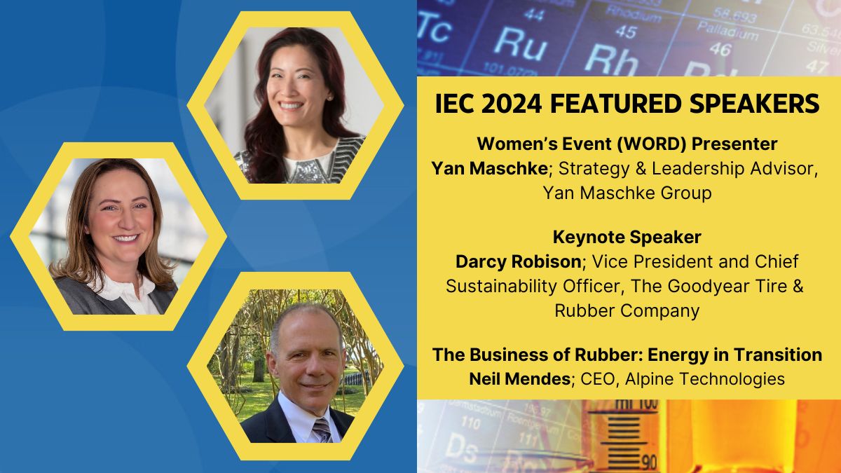 🎯Don't miss the opportunity to hear from these featured speakers at IEC 2024!

▶️Learn about them, the sessions where they will be speaking and what they will be discussing: bit.ly/4f5q7QN

#RubberIEC
#RubberIndustry