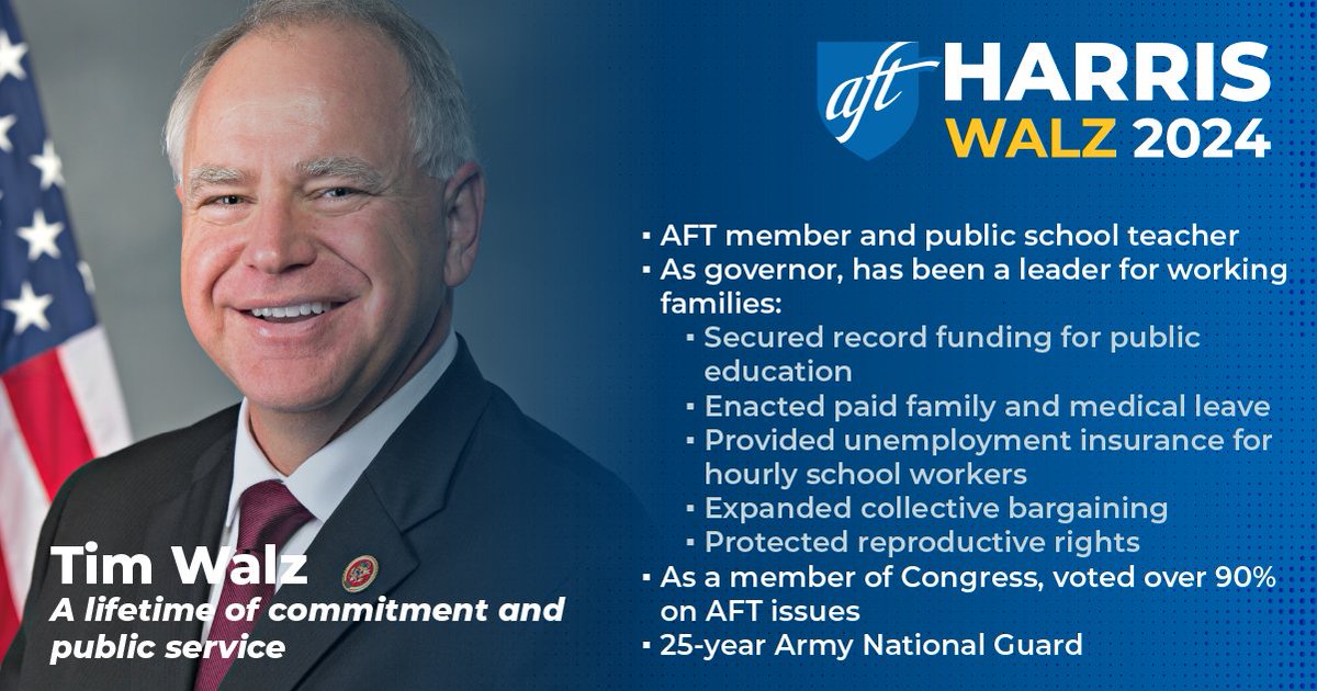 AFT (@aftunion) on Twitter photo "The Harris-Walz team will build on the Biden administration’s legacy as the most labor-friendly administration in history and will continue to grow our economy from the bottom up and the middle out." -<a href="/rweingarten/">Randi Weingarten 🇺🇸❌👑💪🏿👩🎓🟣🇺🇦</a>
aft.org/press-release/… "The Harris-Walz team will build on the Biden administration’s legacy as the most labor-friendly administration in history and will continue to grow our economy from the bottom up and the middle out." -<a href="/rweingarten/">Randi Weingarten 🇺🇸❌👑💪🏿👩🎓🟣🇺🇦</a>
aft.org/press-release/…