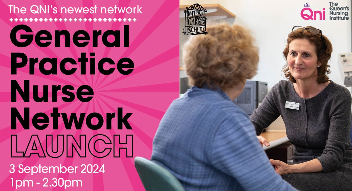 Our #GPN  network launch event is on Tuesday 3 September - have you booked your free place?  

Find out more and book here👉: qni.org.uk/news-and-event…

#GeneralPracticeNurses #GeneralPracticeNursing #PrimaryCare