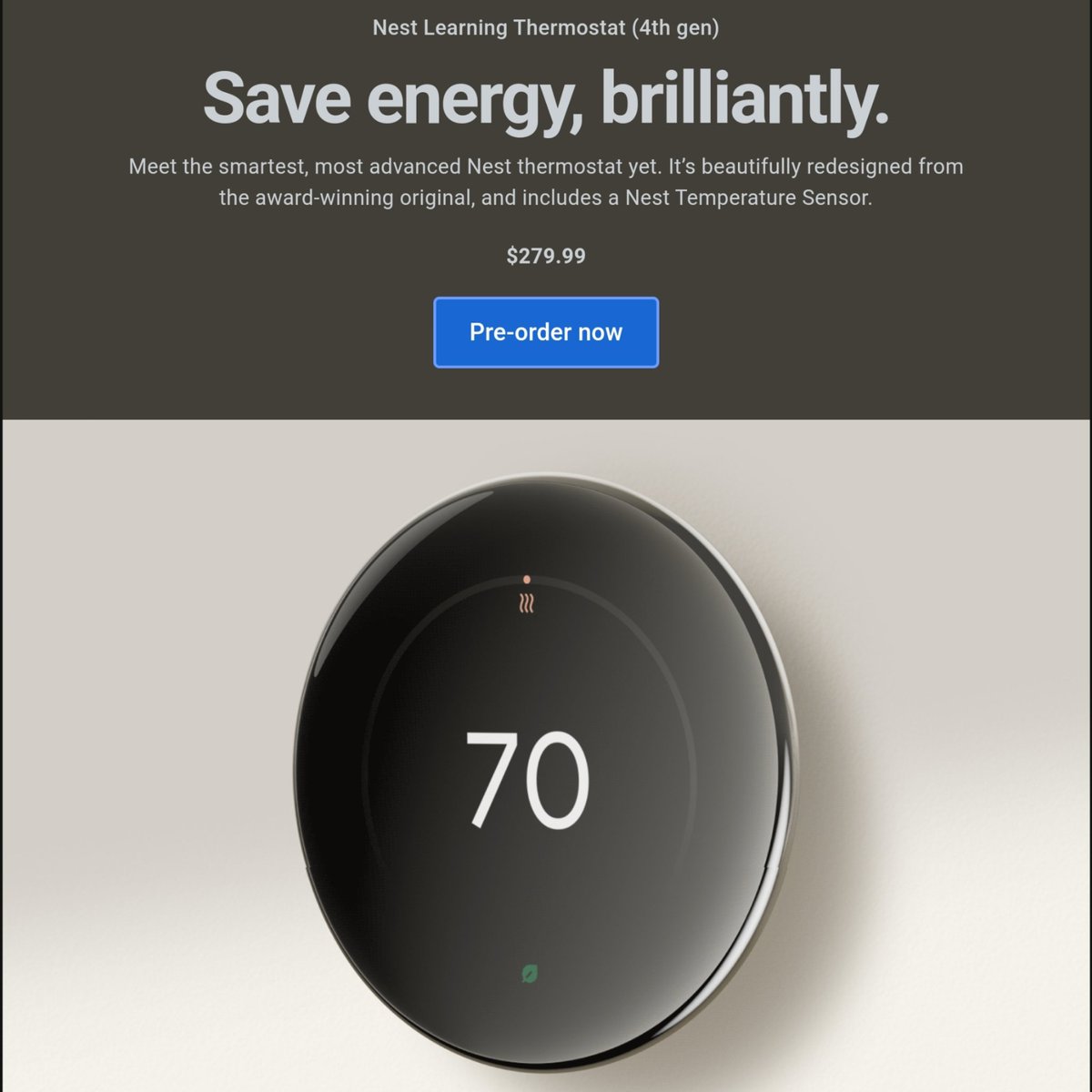 drbeel_techno's tweet photo. #Google
ثيرموستات جوجل الذكية #NestThermostat بجيلها الرابع 4th Gen مع مستشعر حرارة إضافي #NestTemperatureSensor الآن متوفرة للطلب المسبق في السوق الأمريكي بسعر 279.99$. https://t.co/CZ9lrMnqSj