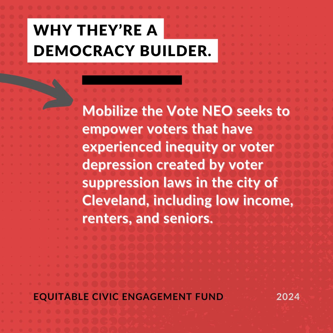 CLEVotes's tweet image. We&apos;re introducing our #ECEF Grantee!

@MTV_NEO works to connect with disenfranchised and disengaged voters to build trust, develop relationships, empower voters, and focus on issues that matter.

Stay tuned as we highlight our grantees!