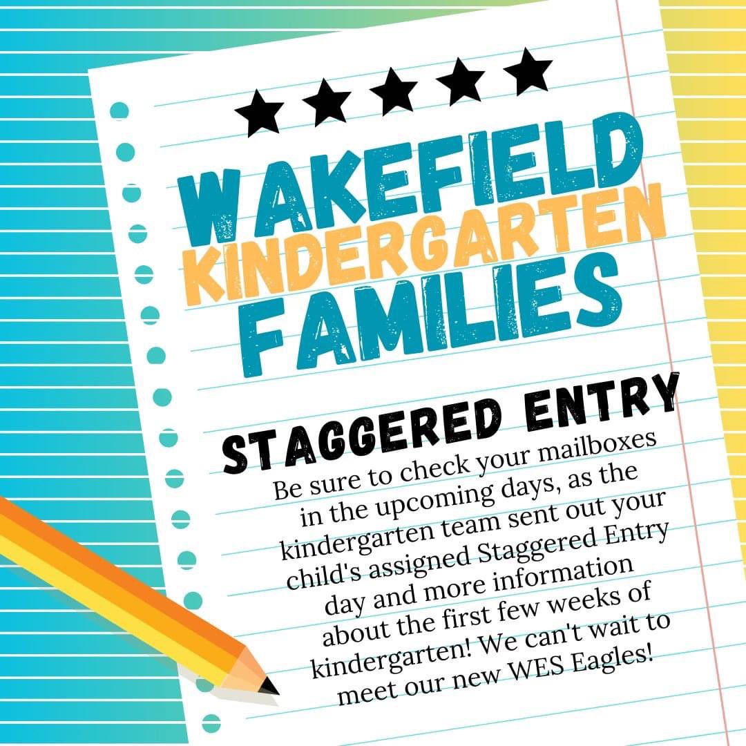 Wakefield Elementary PTA (@wesptaeagles) on Twitter photo Be on the lookout for kindergarten information coming out soon! We can’t wait! <a href="/WakefieldStrong/">Wakefield Strong</a> Be on the lookout for kindergarten information coming out soon! We can’t wait! <a href="/WakefieldStrong/">Wakefield Strong</a>