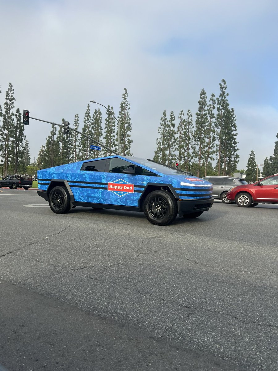 happydad's tweet photo. Look out for us out in these streets. 

Our reps will be rolling in these soon nationwide. 

Happy Dad x Cybertruck https://t.co/waE5hdBO9a
