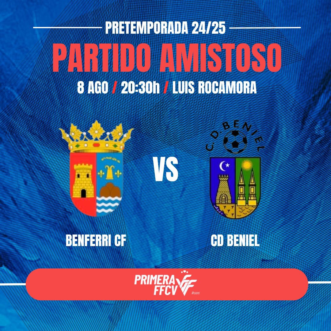 Este Jueves, 8 de Agosto, a las 20:30 volvemos al Luís Rocamora para disputar un amistoso de pretemporada contra el <a href="/CDBeniel/">Club Deportivo Beniel</a> 

Os esperamos!

#VamosBenferri 
#canteraorihuelabenferri