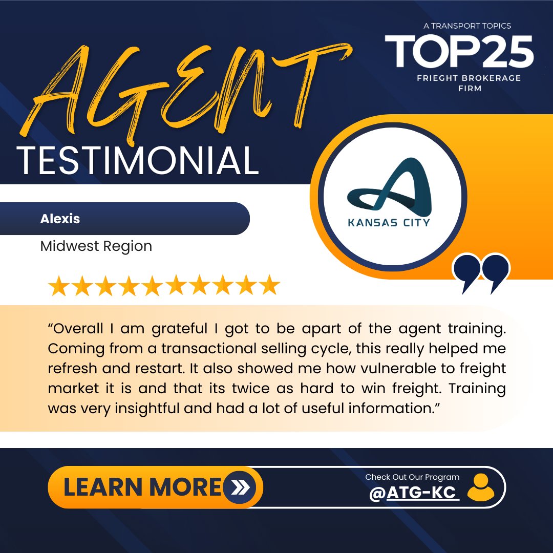 Ready to take your career to the next level? Learn more about the ATG-KC Launch Program today!

👉 Learn More: launch.atg-kc.com

#LogisticsTraining #Success #Training #free  #FreightBrokerage #CareerGrowth #CareerDevelopment  #SalesJobs #Sales