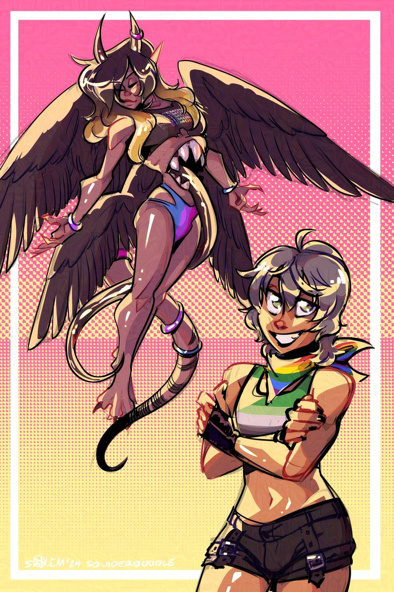 phos4usm0th's tweet photo. Sketch for @BadgerBonfire 
Putting the "demon" in "pride month" lol https://t.co/FGOFteYliF