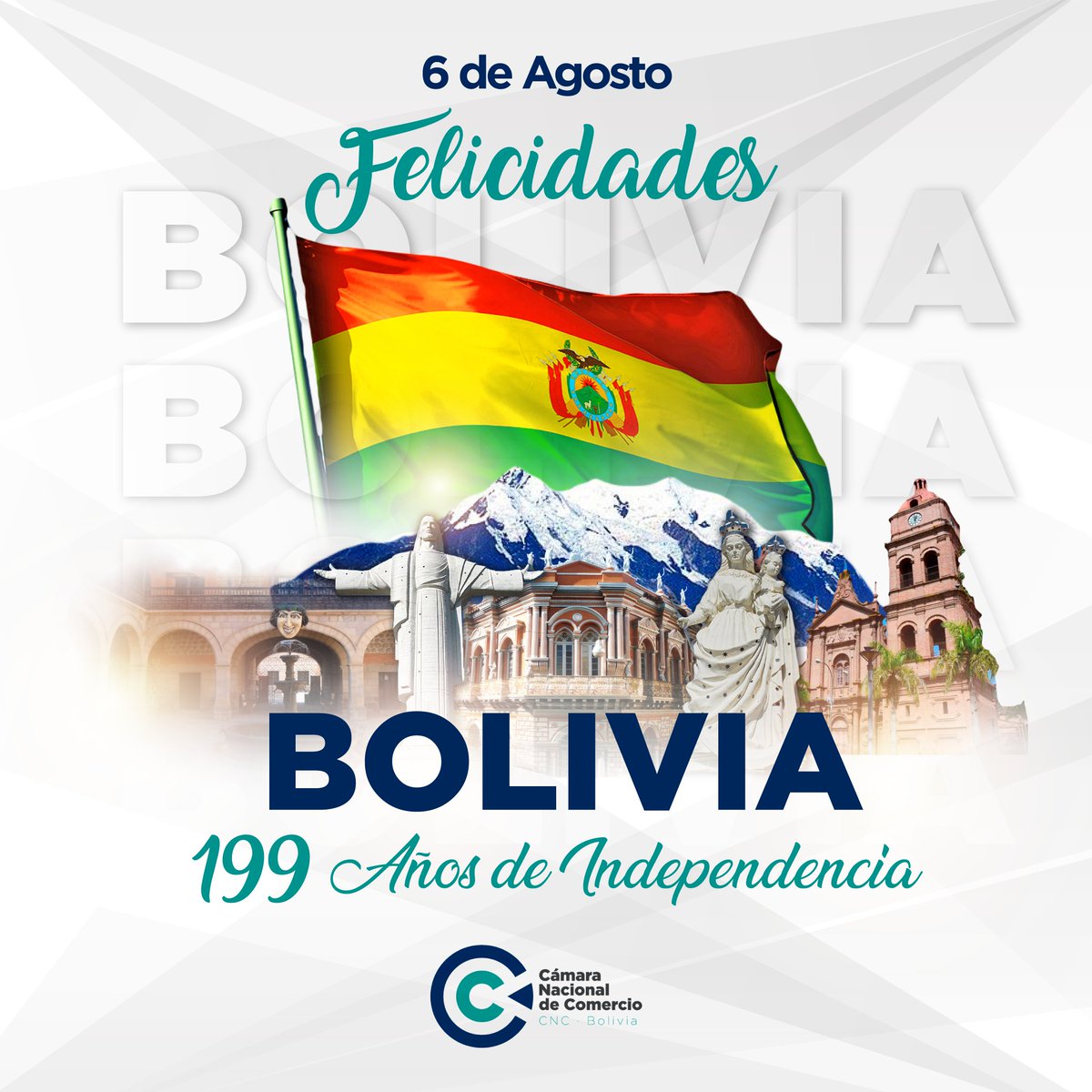 🇧🇴 𝐅𝐞𝐥𝐢𝐜𝐢𝐭𝐚𝐦𝐨𝐬 𝐚 𝐁𝐨𝐥𝐢𝐯𝐢𝐚 𝐩𝐨𝐫 𝐬𝐮𝐬 𝟏𝟗𝟗 𝐚ñ𝐨𝐬 𝐝𝐞 𝐢𝐧𝐝𝐞𝐩𝐞𝐧𝐝𝐞𝐧𝐜𝐢𝐚 ✨⁣⁣
⁣⁣Este 6 de agosto, desde la CNC, honramos nuestra rica historia y celebramos la diversidad y la cultura que nos define como nación 🌟⁣⁣
⁣⁣¡Felicidades Bolivia!
