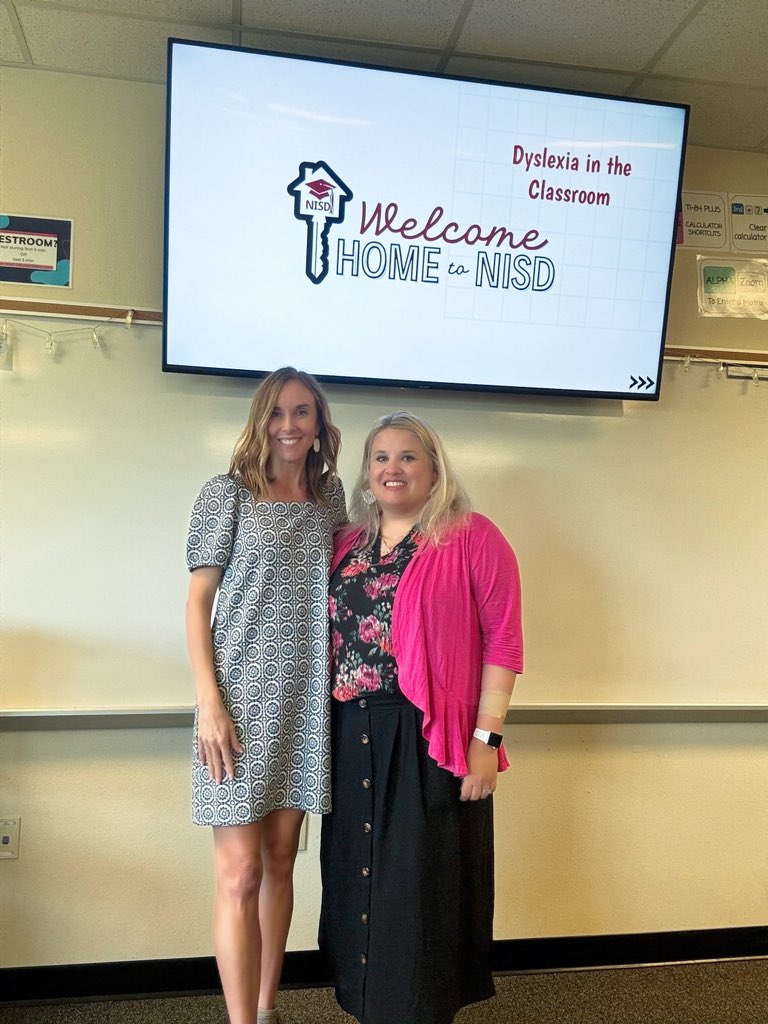 Secondary Dyslexia Specialists Jessica Smith and Kelly Clower presenting “Dyslexia in the Classroom” to new teachers at Welcome Home! #nisddyslexia #untileveryonecanread