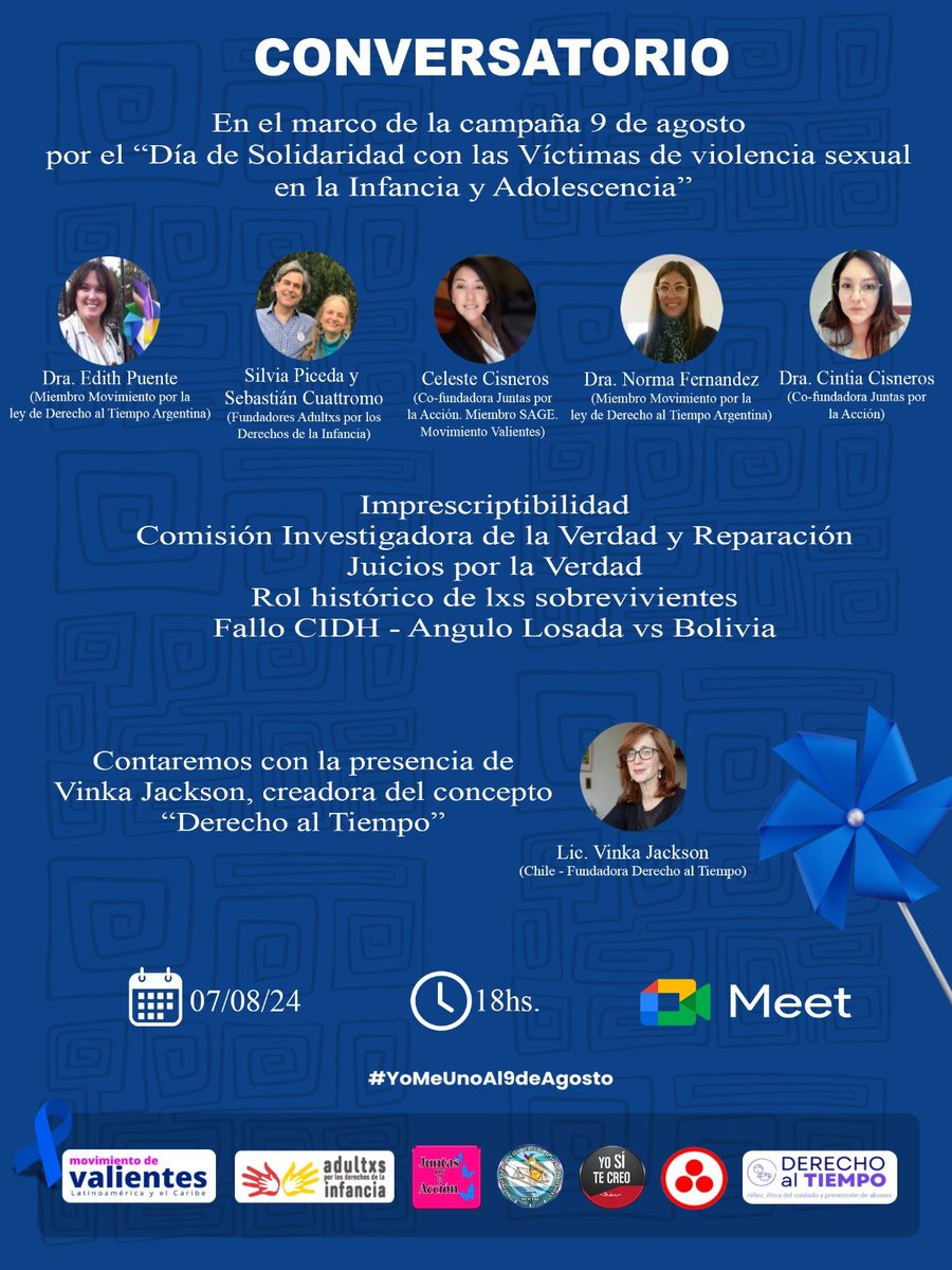 CeleCisne's tweet photo. 🔷Campaña 9 de Agosto
🔹Día la Solidaridad con las y los Sobrevivientes
🔹Uniendo voces contra la violencia sexual en la Infancia
@EDITHPUENTE1 @adultxs @derechoaltiempo https://t.co/N2XmfqgeFA