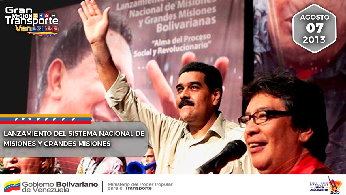 #Efemérides | #7Ago Celebramos los 11 años del lanzamiento del Sistema Nacional de Misiones y Grandes Misiones Bolivarianas, creado para fortalecer los programas sociales de la patria, y ratificando el compromiso de seguir garantizándole al pueblo venezolano una vida digna.