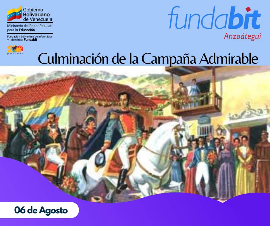AnzFUNDABIT's tweet photo. #Efemérides El 6 de agosto de 1813 entró triunfalmente a Caracas el pequeño ejército mandado por el brigadier Simón Bolívar; había culminado exitosamente la Campaña Admirable y comenzado la gloria.

#SomosFundabit https://t.co/h4bRUhJoRj