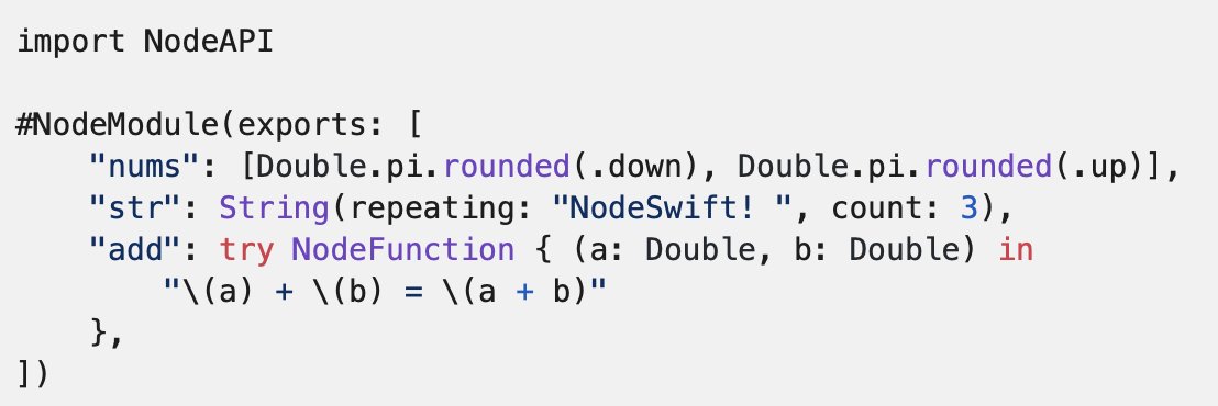 SwiftLang's tweet photo. 📦📅 Package of the week: node-swift 🧑‍💻

node-swift lets you write native Node modules in Swift that can be used with node.js, NPM and Electron. It's idiomatic, fast, and works on macOS, Linux and Windows. More here: https://t.co/XKPtCKgwgG @kabiroberai @nodejs #Electron https://t.co/WwYsmCF8px