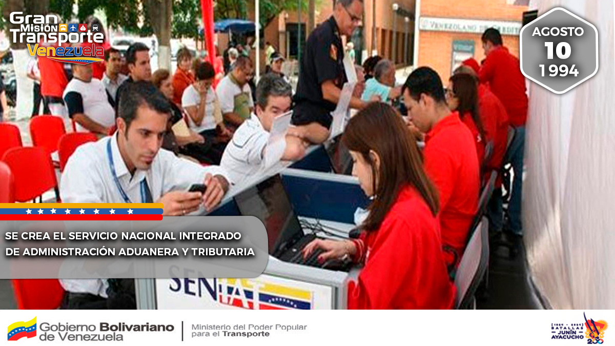 #Efemérides | #10Ago El Servicio Nacional Integrado de Administración Aduanera y Tributaria, celebra hoy su 30 Aniversario, un año más al servicio de todo el pueblo venezolano ¡Felicidades a su fuerza trabajadora!