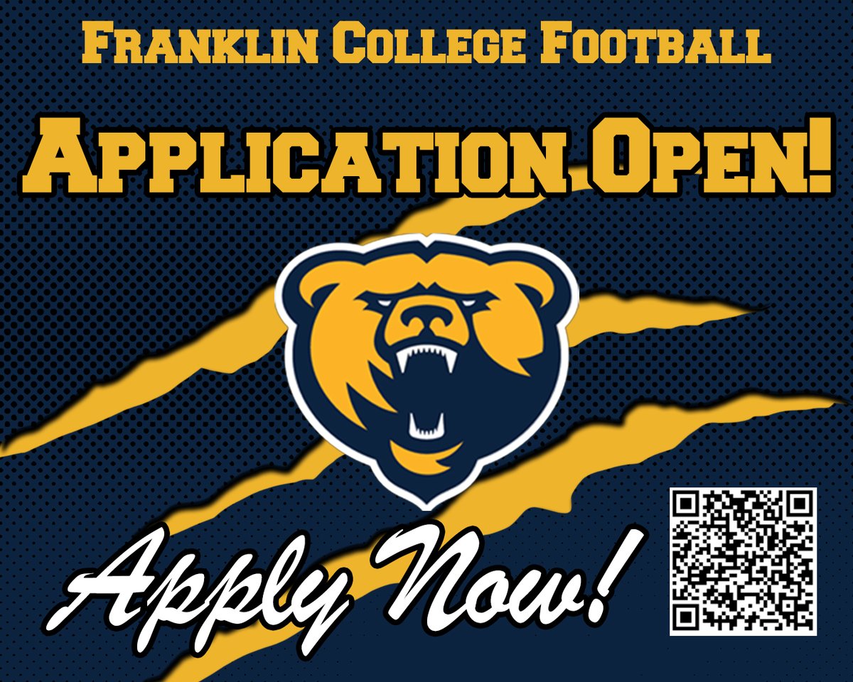 Our application is open! Scan the QR Code or click the link below to get started on your application to Franklin College now! #BuildingChampions #GoGriz pursue.franklincollege.edu/portal/applyFr…