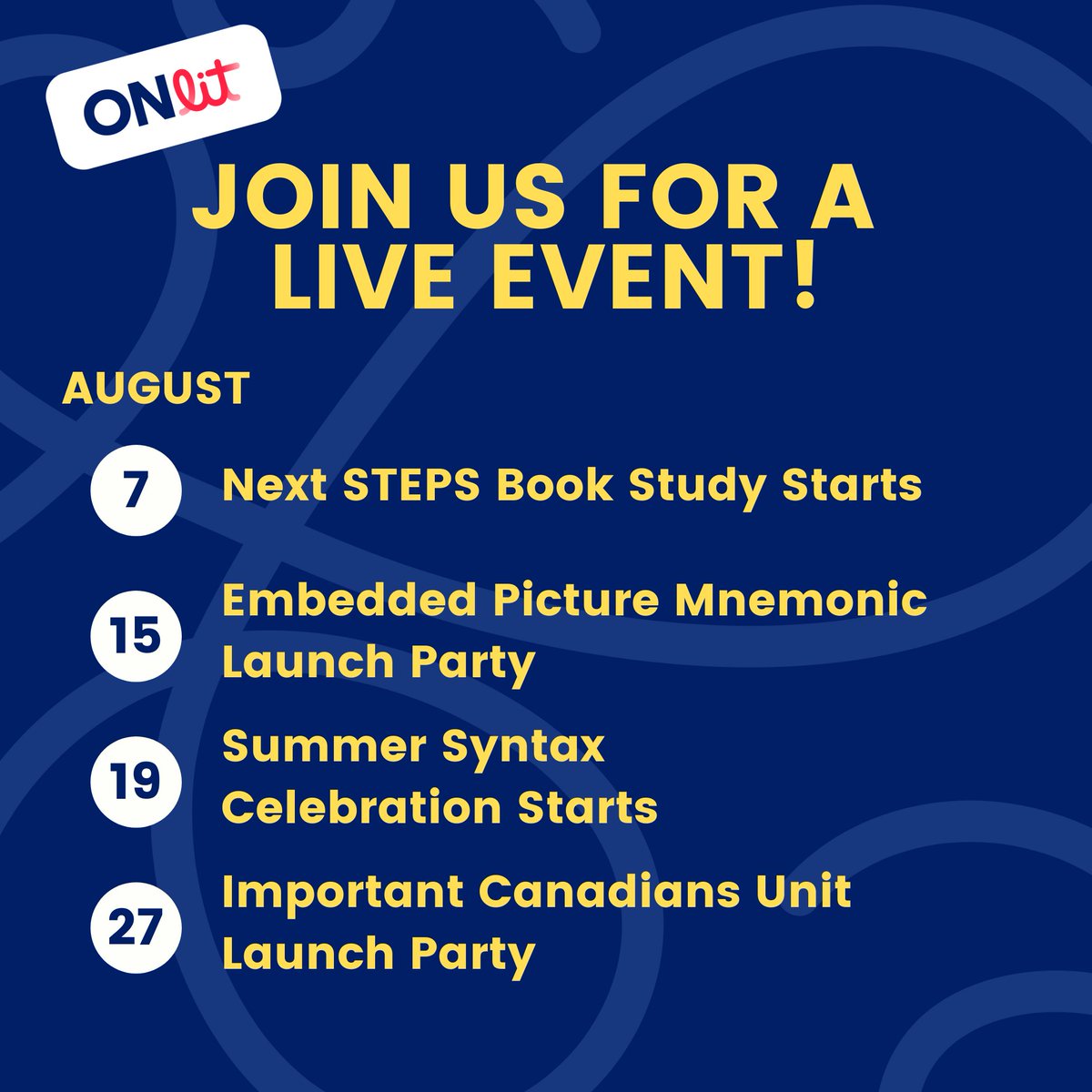 🎉 ONlit is back for Year 2!

🗓️ We're kicking off with lots of exciting live events. It's not too late to join the fun and register!

✨ Let's make this year even better together!

Register here: onlit.org/events-overvie…