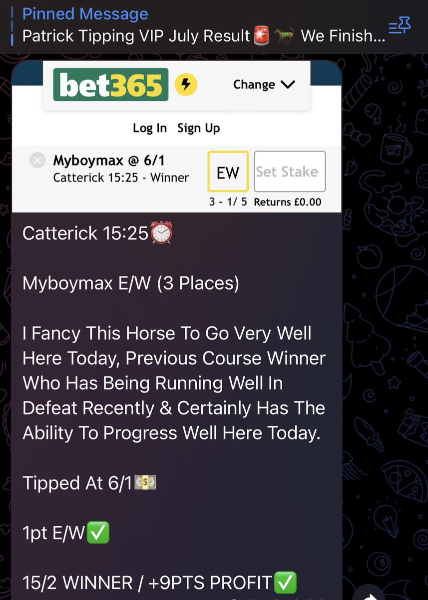 PatrickTipping1's tweet photo. Myboymax 15/2 VIP WINNER🥇

👉 https://t.co/nqK4lYX79l… 👈

#HorseRacingTips #HorseRacing #Catterick #CatterickRaces #FreeTips #Telegram https://t.co/JVG9FVY3BT