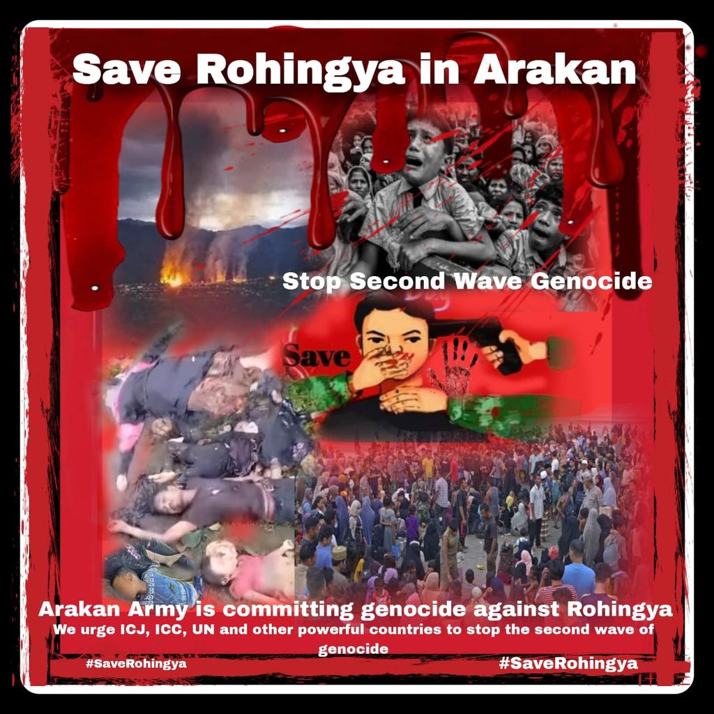 MD Rofique (@mdrofique199538) on Twitter photo When majority of #Rohingya in Maungdaw came to border to flee to Bangladesh on 5Aug 2024 due to incessant drone attack of Arakan Army,hundreds of them were killed by drones of AA.
We request <a href="/ICC/">ICC</a> <a href="/CIJ_ICJ/">CIJ_ICJ</a> <a href="/UN_HRC/">UN Human Rights Council</a>
<a href="/OIC_OCI/">OIC</a> & veto countries to take action against AA.
#SaveRohingya When majority of #Rohingya in Maungdaw came to border to flee to Bangladesh on 5Aug 2024 due to incessant drone attack of Arakan Army,hundreds of them were killed by drones of AA.
We request <a href="/ICC/">ICC</a> <a href="/CIJ_ICJ/">CIJ_ICJ</a> <a href="/UN_HRC/">UN Human Rights Council</a>
<a href="/OIC_OCI/">OIC</a> & veto countries to take action against AA.
#SaveRohingya