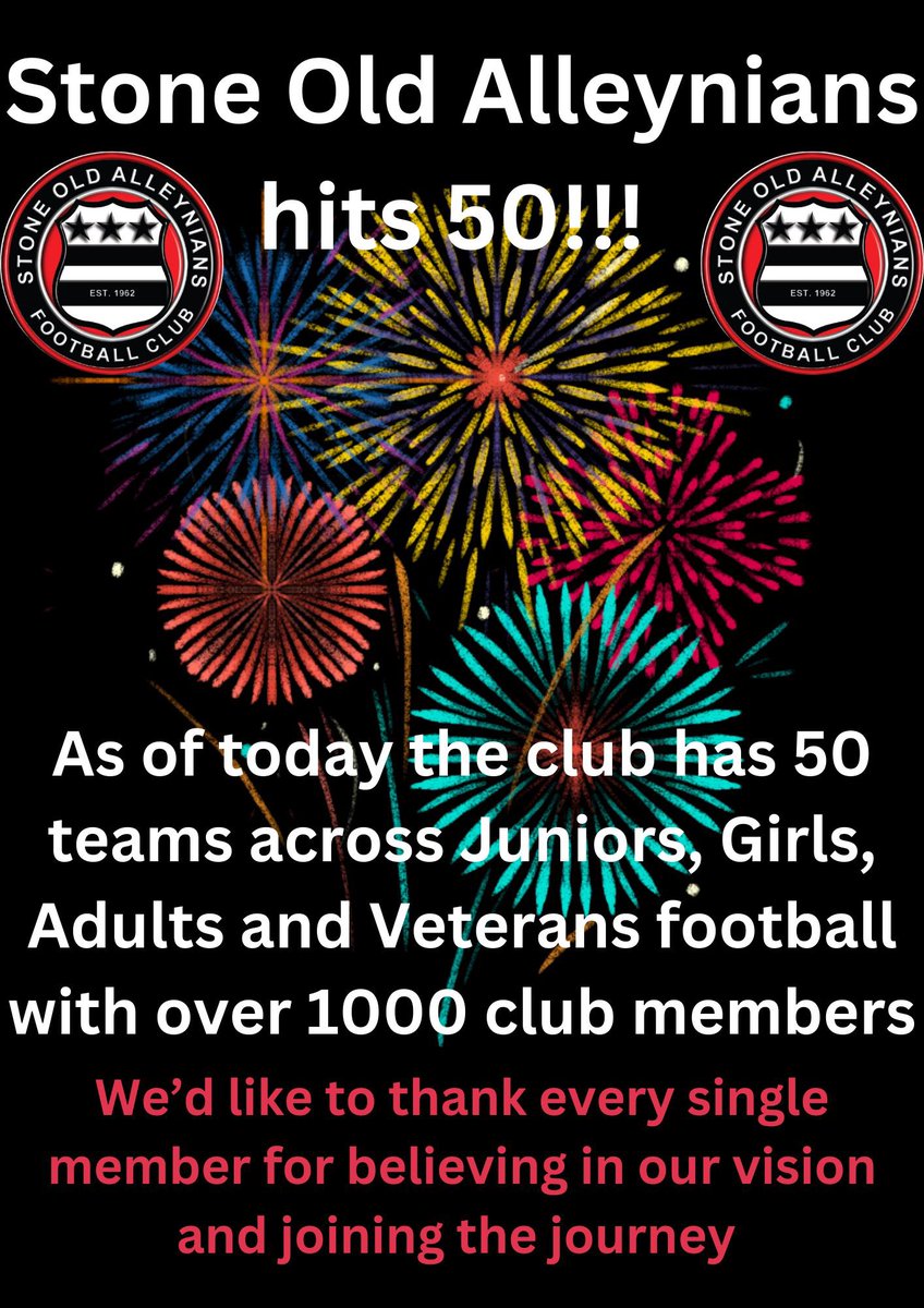 stone_OA's tweet photo. *** 50 teams, 1,000 members, 1 Club ***

We are proud to say that this week we reached 50 teams and 1,000 members within the Club, a huge achievement across all four of our sections including boys, girls, adults and veterans, from u5 to over 70s. 

@bitofstone @StaffordshireFA https://t.co/4Jv77j8CAB