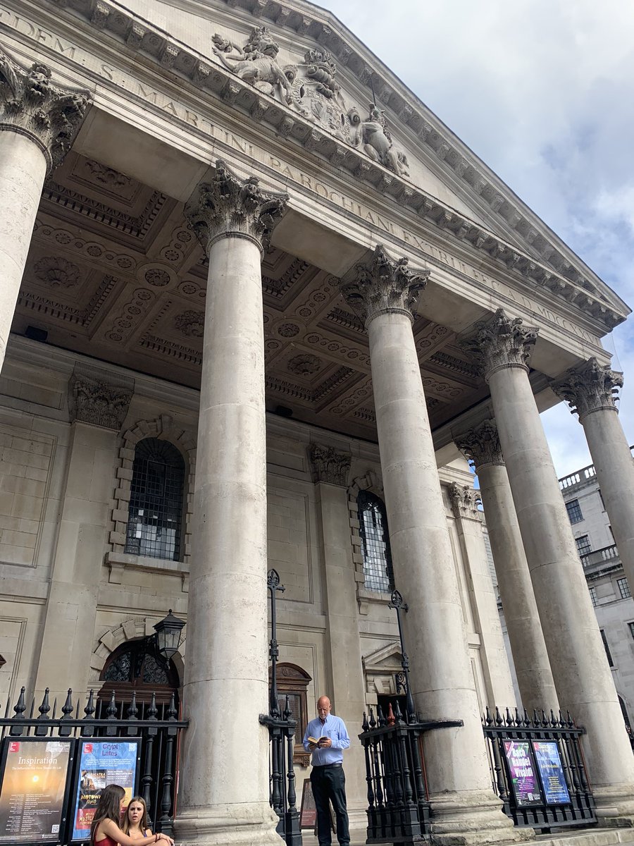SandwichJunior's tweet photo. Mr Dyson reading somewhere with his name in the title: St. Martin in the Fields #SJSSummerReadingChallenge https://t.co/wpSgau0BCW