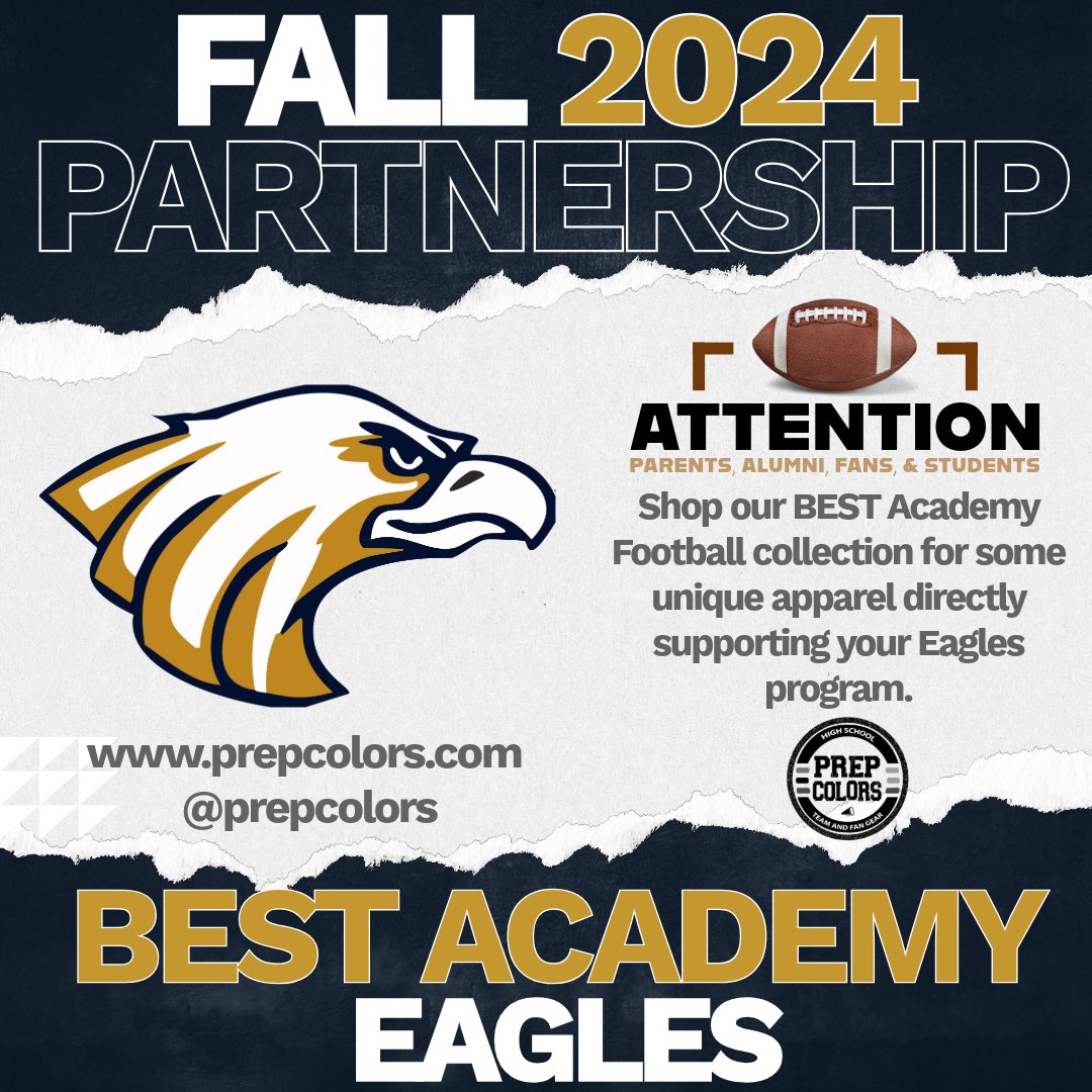 prepcolors's tweet photo. 🌟 Exciting News! 🌟 We’re thrilled to announce the BEST Academy Eagles Football team as one of our Fall 2024 partners. Get ready to gear up in style and show off your team spirit with this seasons designs and colors. Shop their collection today! 

#PrepColors
#HighSchoolFootball https://t.co/xv3a9DqL7R