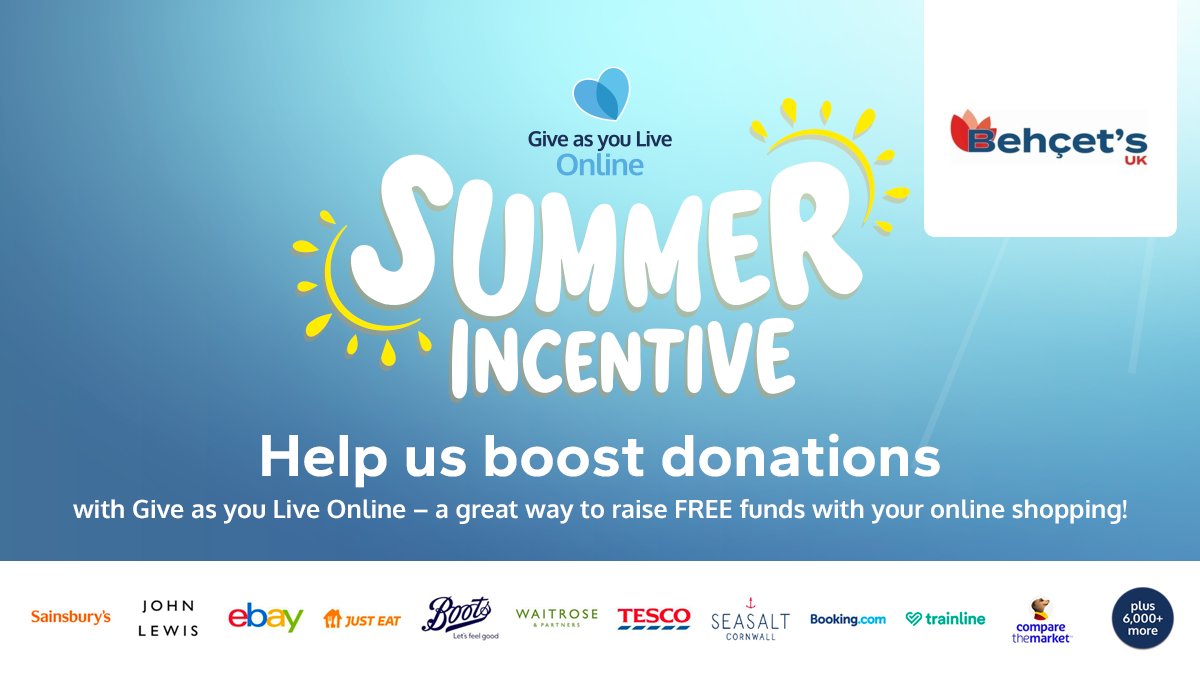 Behçet's UK (@behcetsuk) on Twitter photo Can you help us reach our summer fundraising goals with your everyday online shopping?🌞
It only takes 2 minutes to join <a href="/giveasyoulive/">Give as you Live 💙❤️💚</a> , so start raising FREE donations today! > giveasyoulive.com/join/behcetsuk…
Thank you to everyone who is already signed up! 🙌 #Behcets Can you help us reach our summer fundraising goals with your everyday online shopping?🌞
It only takes 2 minutes to join <a href="/giveasyoulive/">Give as you Live 💙❤️💚</a> , so start raising FREE donations today! > giveasyoulive.com/join/behcetsuk…
Thank you to everyone who is already signed up! 🙌 #Behcets