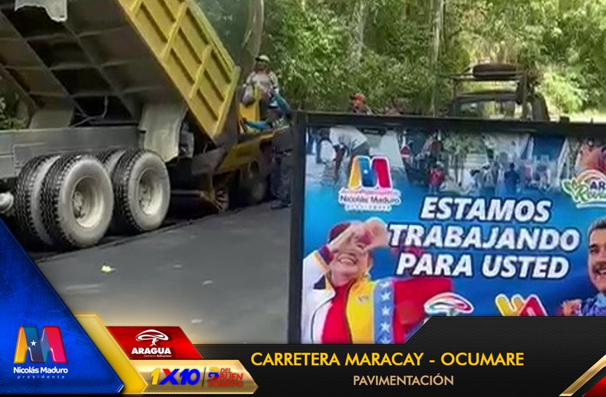 GobiernoAragua_'s tweet photo. #EnFotos || El @GobiernoAragua_ a través de @viasdearaguas continúa realizando acciones necesarias para el desarrollo del Edo. #Aragua con el 1x10 del Buen Gobierno, con la pavimentación de la carretera Maracay-Ocumare con la aplicación de 115 toneladas. https://t.co/EBCDD0nBHc