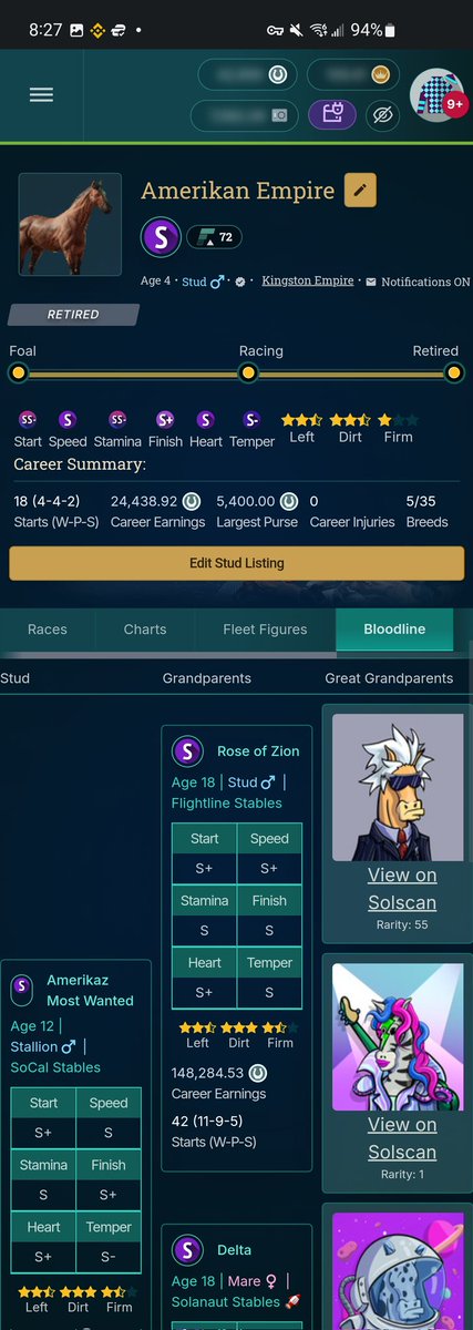 (2/2) Price: Casino 24k derby stud fee, AMERIKAN EMPIRE 4K. AMERIKAN clearly wins here. 

Overall they are very similar studs, however 1 is 1/6th of the price!!!!

Why settle for a casino when you could have an EMPIRE!!!

photofinish.live/breeding/8d769…