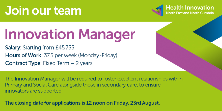 HI NENC is excited to announce the opportunity for Innovation Managers to join the team. In this role, you will support innovators to progress along the HI NENC Innovation Pathway.

Apply before 12 noon on Friday 23rd August 👇
healthinnovationnenc.org.uk/who-we-are/joi…