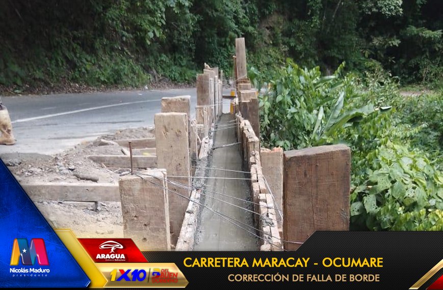 GobiernoAragua_'s tweet photo. #EnFotos || Así se ejecuta la reparación de la falla de borde en la carretera Maracay - Ocumare Km 26.8, con el vaciado de 10m3de concreto, con el propósito de mantener y optimizar los espacios y vías de la entidad aragüeña. https://t.co/MzHfu2fHmZ