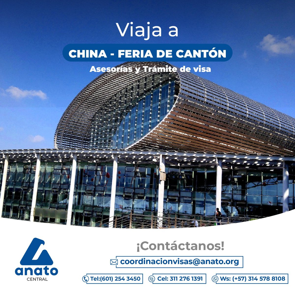 El Capítulo Central presta el servicio de asesoría especializada en trámites de visas.

Contáctanos:

Correo: coordinacionvisas@anato.org
Tel: 601 254 3450
Cel: 311 276 1391
Ws: 314 578 8108

#visas #China #visachina