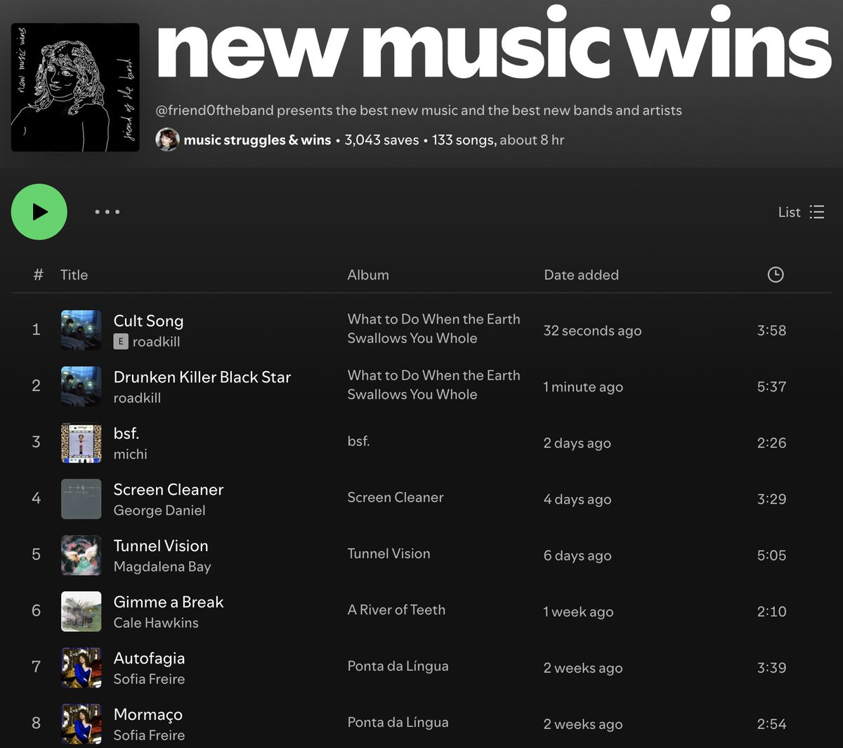 both of these tracks are incredible so fuck it i'm playlisting both; two of the most beautiful tracks of the year from one of the most beautiful albums of the year open.spotify.com/playlist/6Ims6…