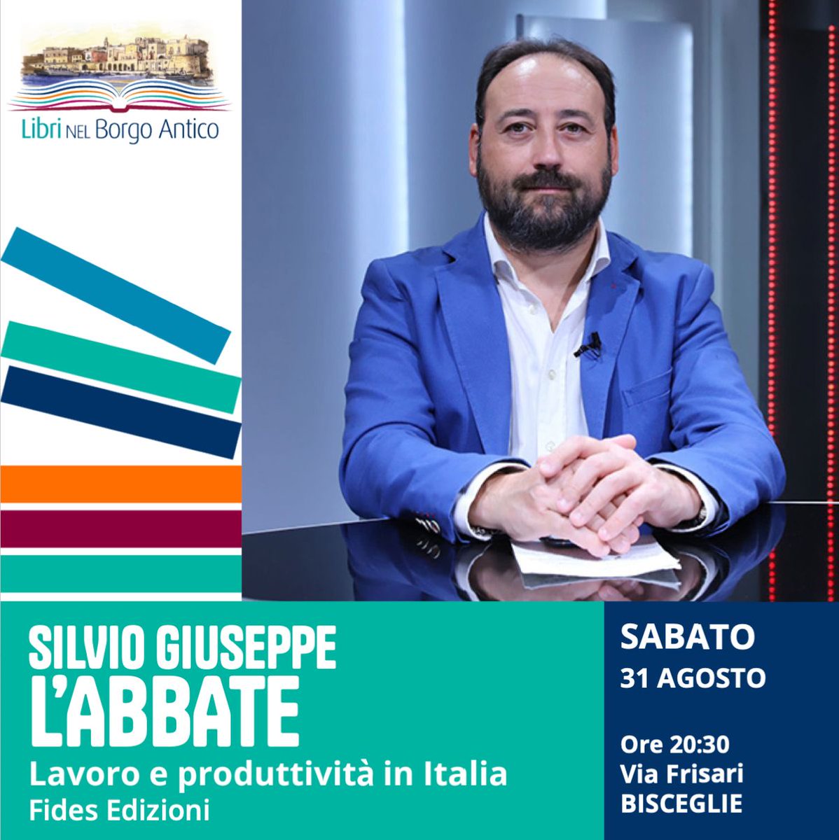 GS_LAbbate's tweet photo. #SaveTheDate @librinelborgo 
Seppur in un contesto vacanziero, sarò felice di presentare il mio libro e parlare di #lavoro e #produttività in #Italia.
Un sentito grazie a chi mi ha donato il proprio supporto in qualsiasi modo. https://t.co/DZu9G2ClOF