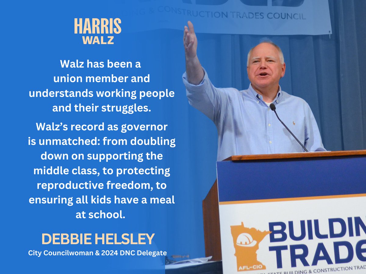 .<a href="/DebbieHelsleyTN/">Councilwoman Debbie Helsley</a>: Walz isn’t only an ally to labor — he’s our union brother with a deep commitment to a pro-worker agenda.