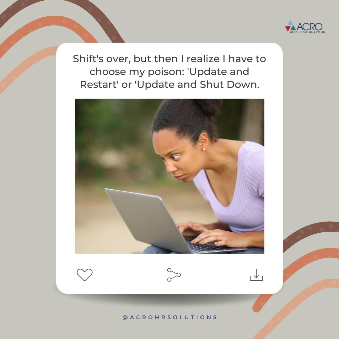 acroHRSolutions's tweet image. When you think you're done for the day, but Windows has other plans.
#WindowsProblems #UpdateStruggles #Acro #MemeLife #RelatableMemes #OfficeHumor #DailyMeme