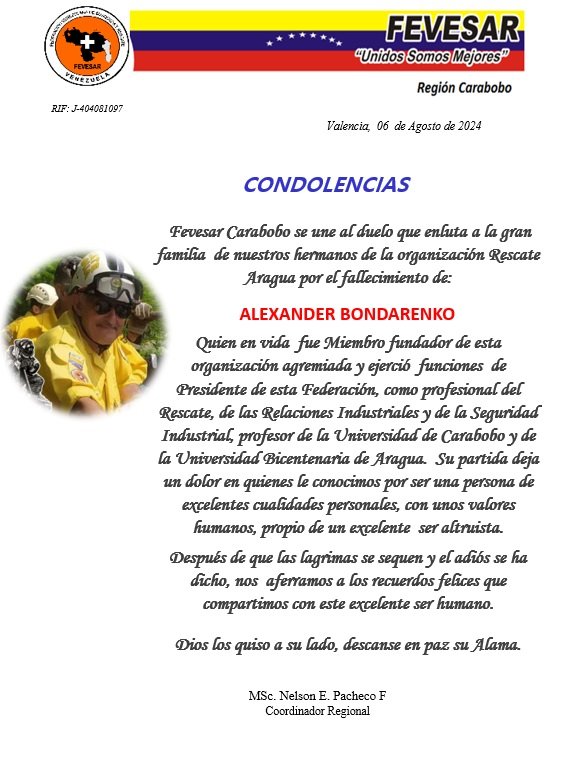 Nota de condolencias.