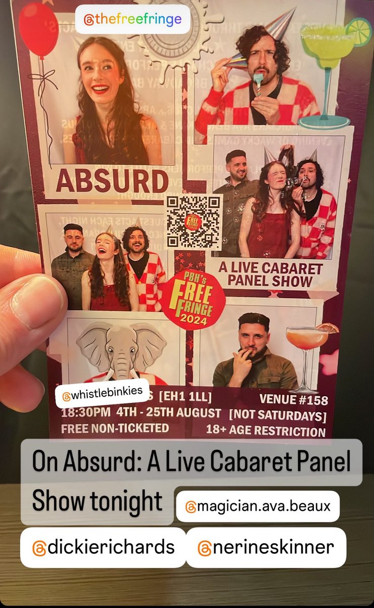 Kane & Abel (@kaneabelmagic) on Twitter photo On Absurd: A Live Cabaret Panel Show TONIGHT
⏰ 18.30
🚪 <a href="/tweetbinkies/">whistlebinkies</a>
🎟️ <a href="/TheFreeFringe/">PBH's Free Fringe</a>
Ava Beaux
Kane & Abel
<a href="/DickieRichards1/">Dickie Richards🐳</a>
<a href="/nerineskinner/">Nerine Skinner</a> On Absurd: A Live Cabaret Panel Show TONIGHT
⏰ 18.30
🚪 <a href="/tweetbinkies/">whistlebinkies</a>
🎟️ <a href="/TheFreeFringe/">PBH's Free Fringe</a>
Ava Beaux
Kane & Abel
<a href="/DickieRichards1/">Dickie Richards🐳</a>
<a href="/nerineskinner/">Nerine Skinner</a>