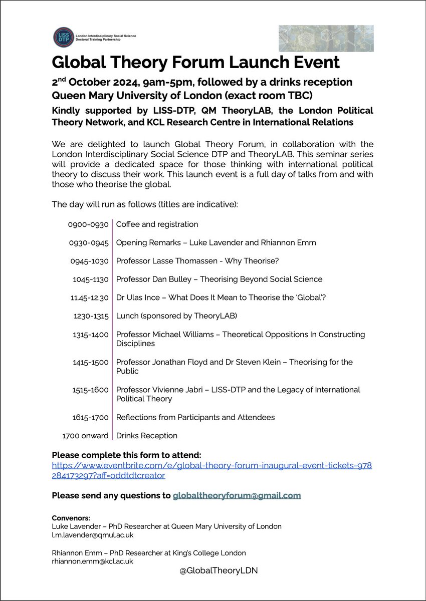 GlobalTheoryLDN's tweet image. Now that we have confirmed our speakers we are delighted to share the details of our launch event! 

As spaces are limited please make sure you register for the launch event here: eventbrite.com/e/global-theor…

We look forward to seeing you all there!