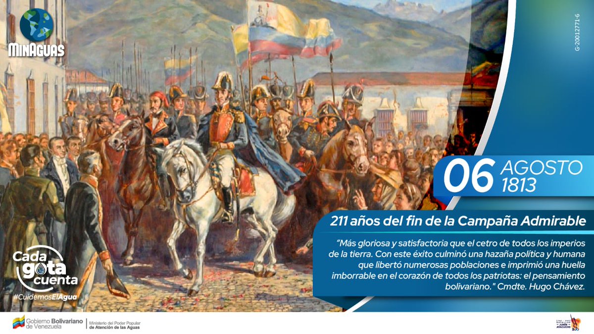 🔴Efeméride | Hoy #6Ago se conmemoran 2011 años del fin de la #CampañaAdmirable, gesta emancipadora liderada por el Libertador Simón Bolívar, quien puso fin a una etapa de dominio español y dio inicio a la Segunda República 🇻🇪