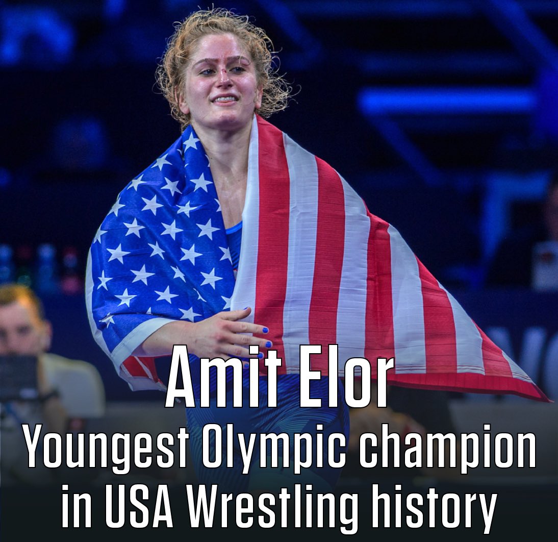 At 20-years-old and 7 months, Amit Elor is now officially the youngest American Olympic gold medalist in the history of wrestling, regardless of style 👏👏👑