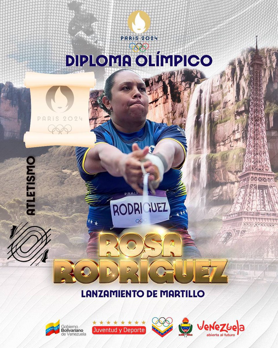 Mervin Maldonado (@mervinmaldonad0) on Twitter photo ¡Nuevo Diploma Olímpico! 📜🇻🇪
Nuestra atleta Rosa Rodríguez de Atletismo, en lanzamiento de martillo logró marca de 72.98m para hacerce merecedora de este Diploma Olímpico @paris2024 en sus 4tos Juegos Olímpicos 👏
¡Muy bien <a href="/rosahammer/">rosa rodriguez</a> Felicitaciones! 💪 ¡Nuevo Diploma Olímpico! 📜🇻🇪
Nuestra atleta Rosa Rodríguez de Atletismo, en lanzamiento de martillo logró marca de 72.98m para hacerce merecedora de este Diploma Olímpico @paris2024 en sus 4tos Juegos Olímpicos 👏
¡Muy bien <a href="/rosahammer/">rosa rodriguez</a> Felicitaciones! 💪
