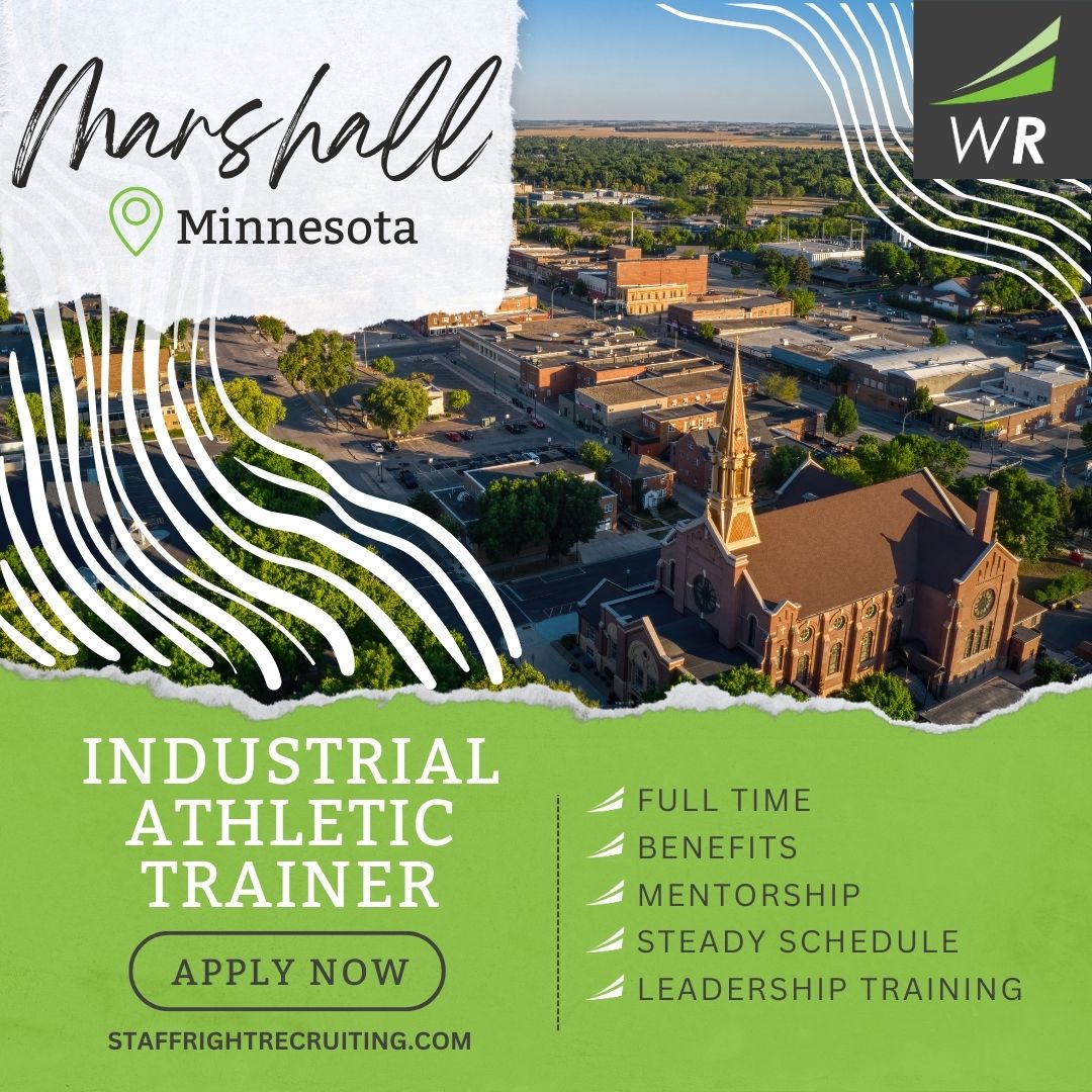 This new #athletictraining opportunity in southwestern Minnesota has it all! Leadership training? ✅ Mentorship? ✅ A steady schedule? ✅ A top rate benefits package? ✅ Join the #GreenTeam and apply at StaffRightRecruiting.com!
#hiring #atcjobs #atjobs #MarshallMN #MinnesotaJobs