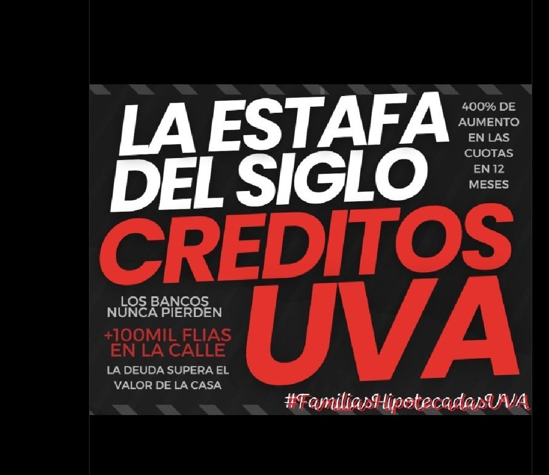 estafadauva's tweet photo. @SenadoArgentina Basta de atropellos. Las flias @hipotecadosuva estamos destrozadas con creditos usureros.  Reaccionen señores.  @ezeatauche 
@RomeroxSalta 
@LucilaCrexell 
@ditulliojuli 
@PeteCoVischi 
@Arce_Carlos_ 
@ljuez 
@monicasilvarn 
@Beatriz_AvilaOK
@JosemaCarambia
@GugaLusto https://t.co/Dy90OrEEgF