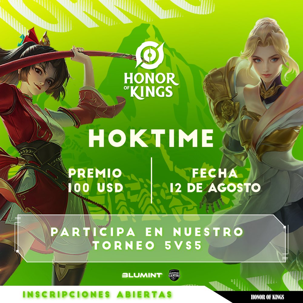 ¿Torneos de Honor of Kings? <a href="/HOKLATAM/">Honor of Kings LATAM</a>
🔥 Arma tu equipo y únete al #HOKTIME
📅 12 de Agosto
🌎 Latam
🏆 100 USD
🔗 Registro: linktr.ee/wardpoint

Tutorial: youtube.com/watch?v=zAZInc…
Discord: discord.com/invite/cUucmY6

#CaminoAHoK #global #Viral #honorofkings #HoKGlobalPartner