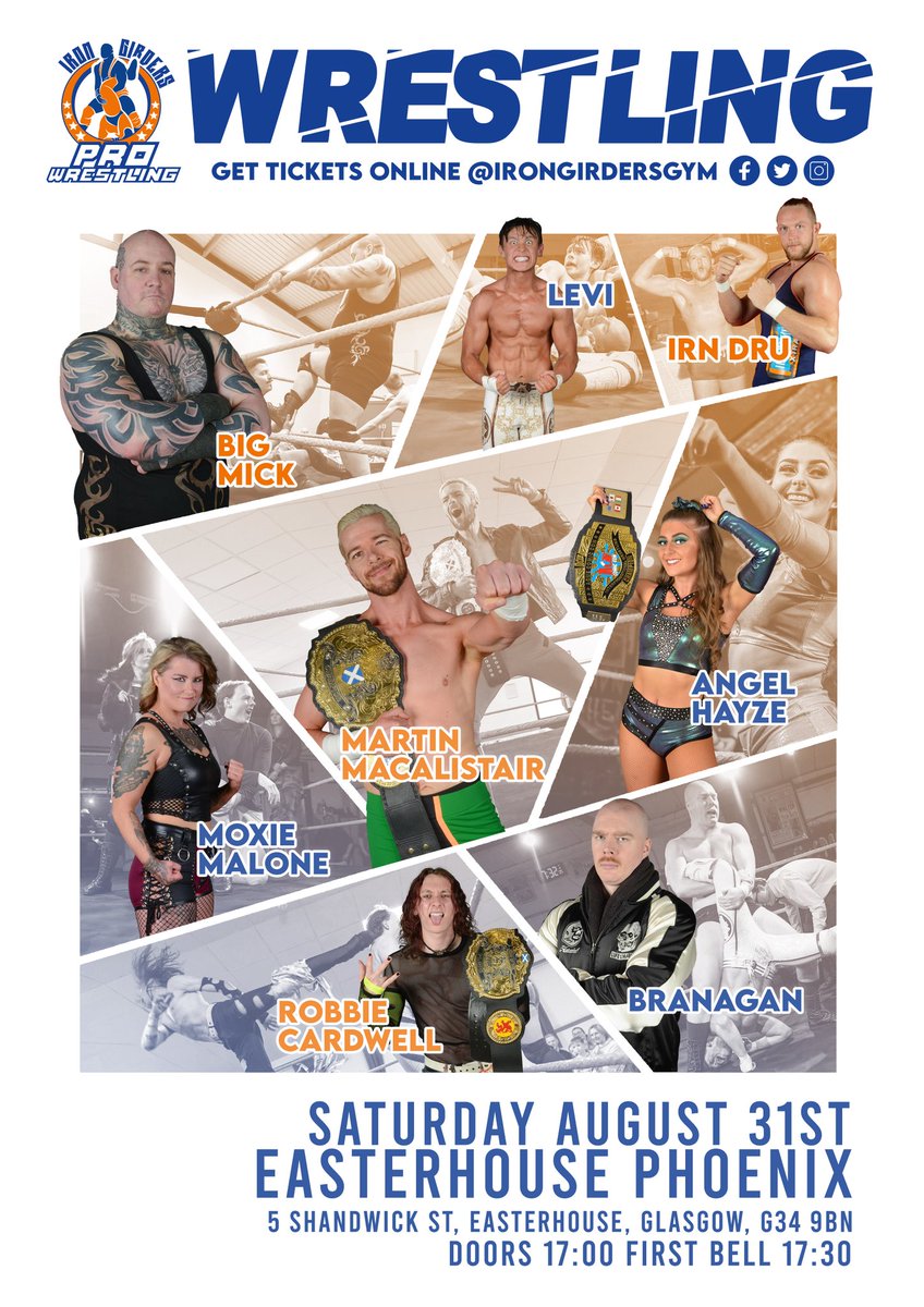 Scotland's Pro Wrestling Gym (@irongirdersgym) on Twitter photo ⭐ LIVE PRO WRESTLING ⭐
EASTERHOUSE
The stars of Iron Girders return to <a href="/EPhoenixD/">Easterhouse Phoenix</a> on Saturday August 31st
for more hard hitting, high flying action
Buy your tickets now - click the link
🎫 Tinyurl.com/IGPWphoenix3
#GirdersBuilt ⭐ LIVE PRO WRESTLING ⭐
EASTERHOUSE
The stars of Iron Girders return to <a href="/EPhoenixD/">Easterhouse Phoenix</a> on Saturday August 31st
for more hard hitting, high flying action
Buy your tickets now - click the link
🎫 Tinyurl.com/IGPWphoenix3
#GirdersBuilt